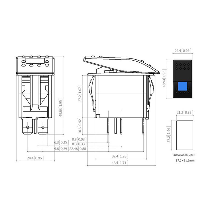 12v/24v Blue Led Light 5 Pin On Off SPST Rocker Switch 7 Pin On Off On ARB Carling Style Car Boat Waterproof Pump Push Switch