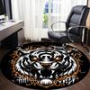 1pc Tiger Spirit Office Round Area Rug, Under Office Chairs Bedroom Living Room Home Decor, Room Deco