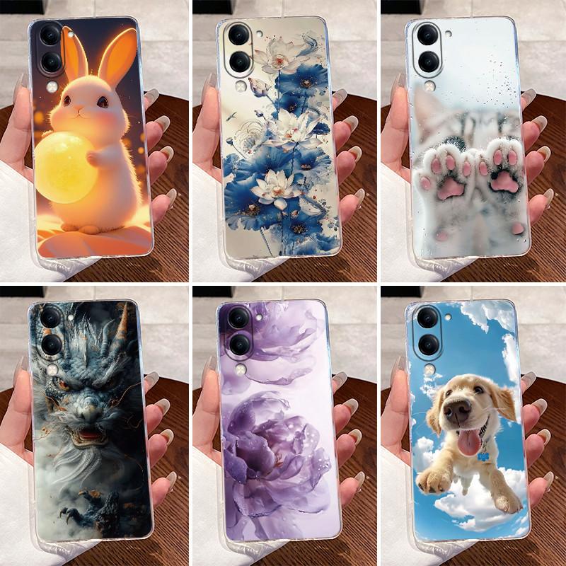 Casing For Vivo Y04 Case Luxury Dragon Cute Cool Boys Girls Back Cover For VivoY04 Vivo Y 04 Y29s Y29t 5G Transparent Phone Case