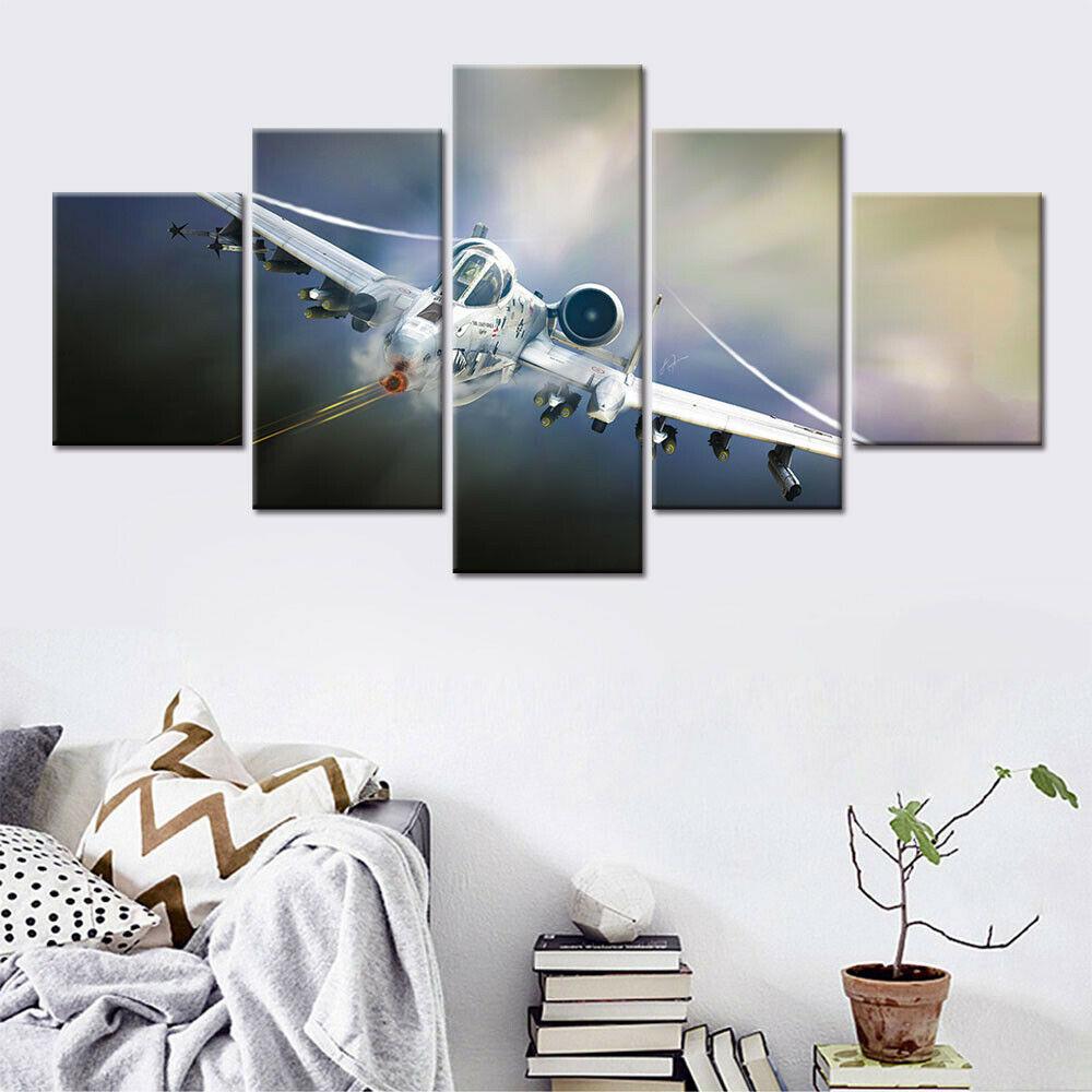 5Pcs Helicopter Airplane War Decor 5 Pieces Canvas Paintings Wall Poster HD Print Home Decor Room Decor Modern Pictures Art