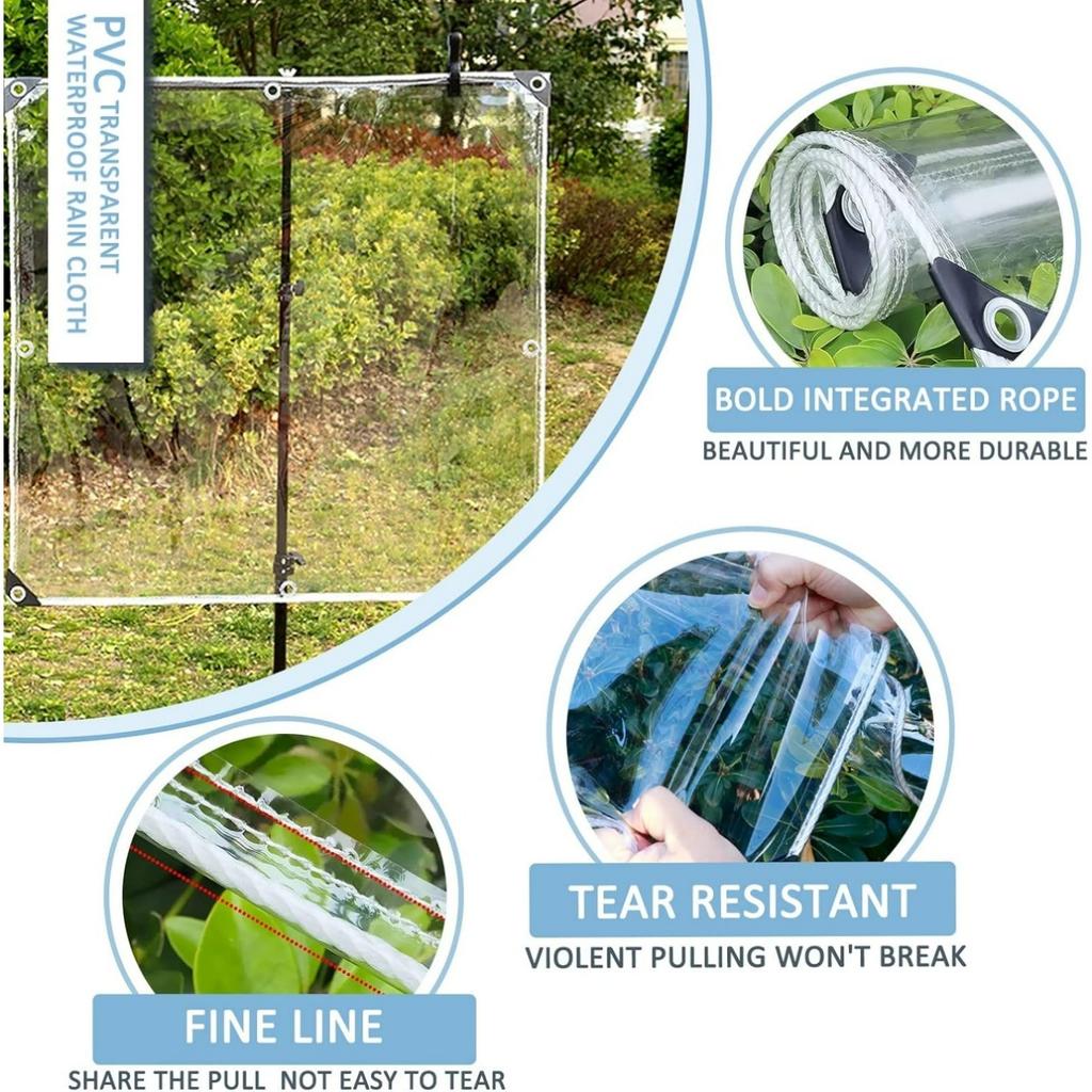 Clear Waterproof Cover Tarp 1.8m 2.4m 3m 4m Transparent Tarpaulin Waterproof PVC Vinyl Tarps Plants Dustproof Sheet for Garden Furniture