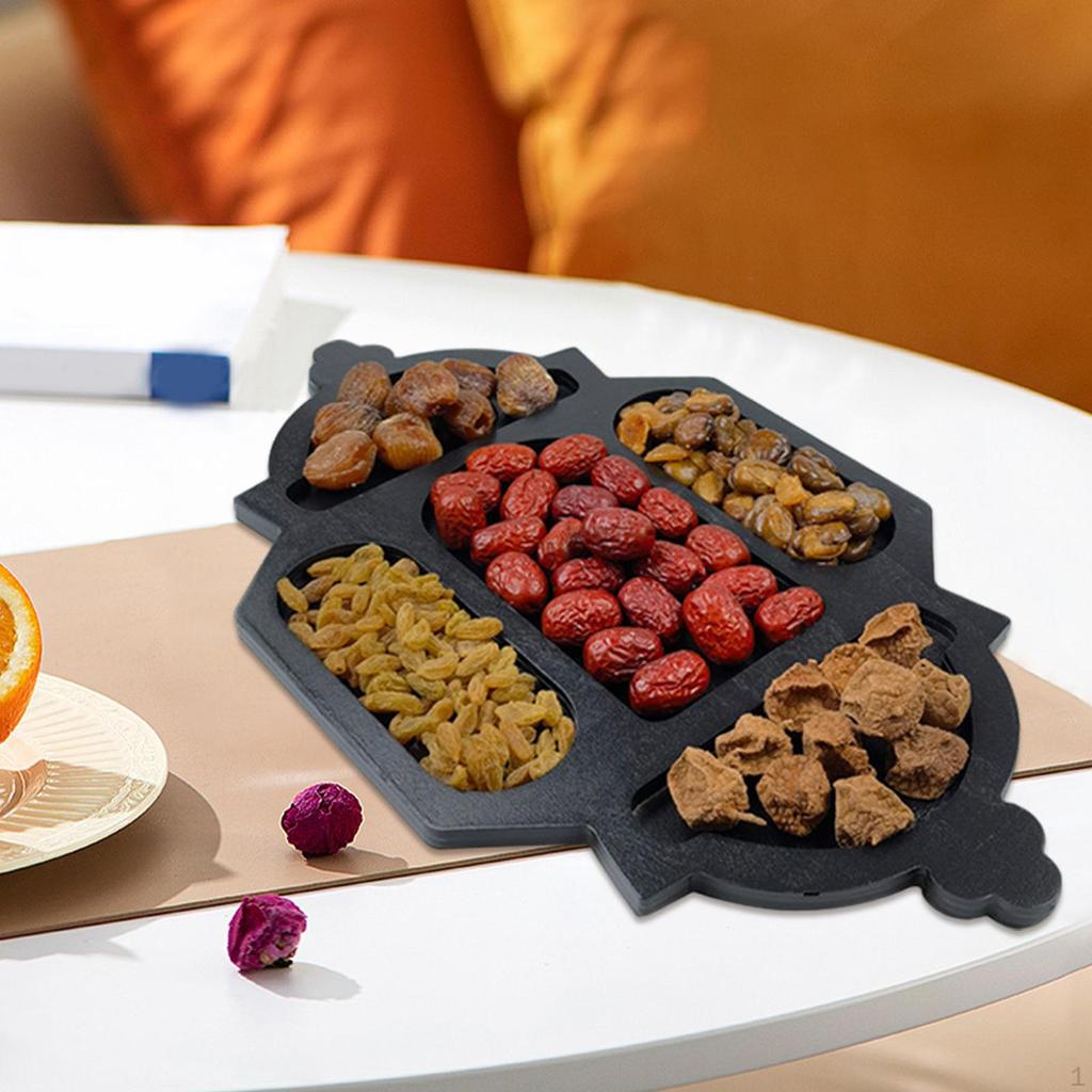 Wood Serving Tray Candy Dish Multiuse Breakfast Eid Mubarak Fruit Platter Dessert Plate for