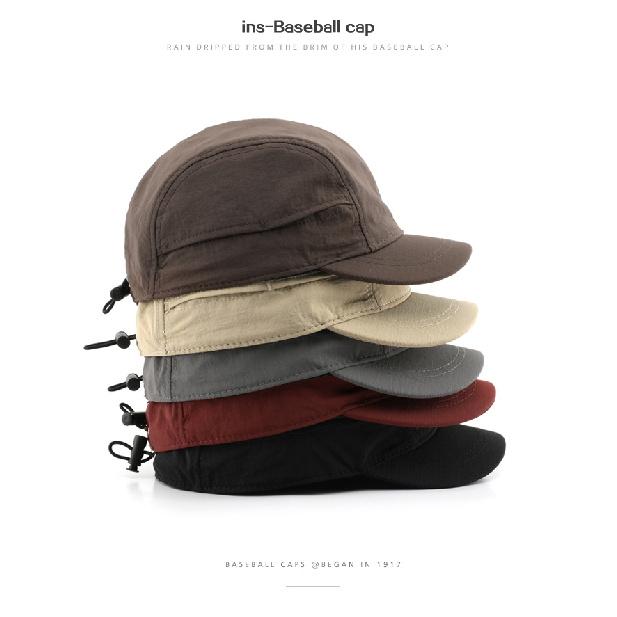 Men's short-brimmed, solid-color, plain baseball cap for outdoor activities, offering sun protection and shade