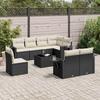 Vidaxl 9-Cz. Ensemble de salon pour jardin, avec coussins, noir