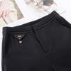 2025 Spring Women's High-End Wide-Leg Black Drape Pants - Casual High-Waisted Straight-Leg for Spring & Autumn