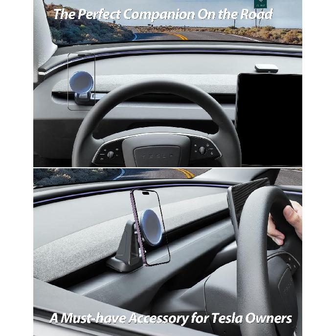 Magnetic Phone Mount ONLY for Tesla Model 3 2024+ Highland & Model Y 2026 Juniper, Vent Clip Phone Holder, NO Charging, Compatible with iPhone 12-17,