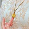 Gold-Plated Lotus Pod Pendant Necklace with Diamond Accents - Women's National Style