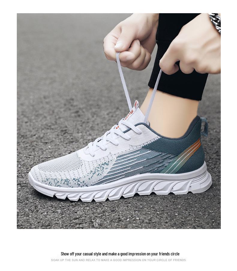 Men's Breathable Flyknit Running Shoes with Soft Sole, Large Size - Casual Spring Footwear