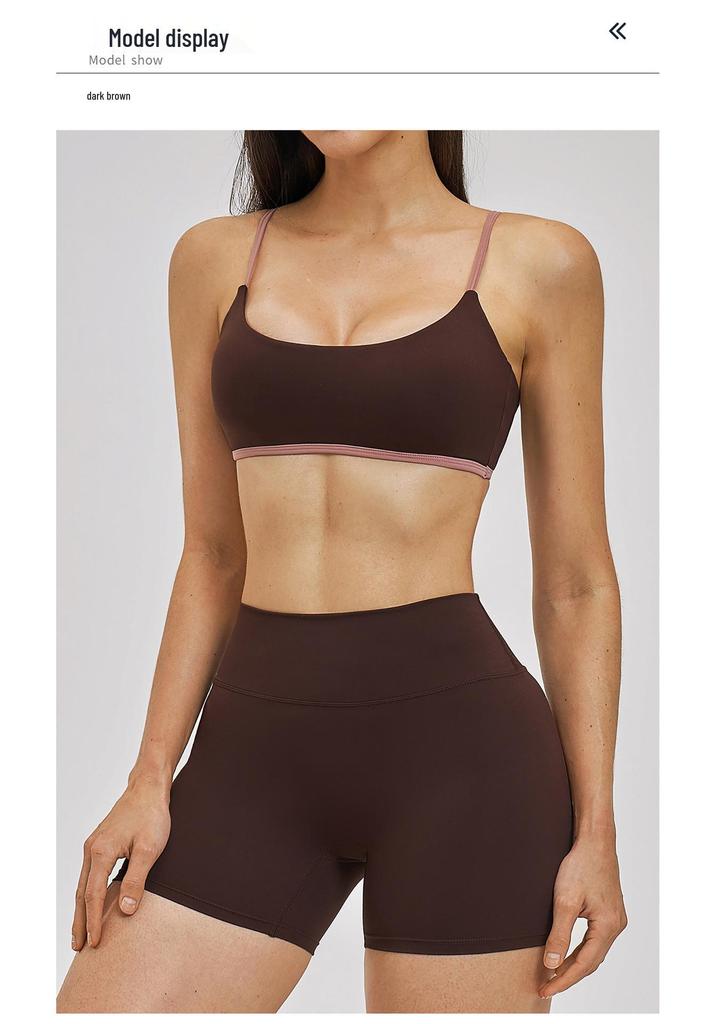 Stilvolles rückenfreies Sportset für Damen mit dünnen Trägern für Yoga & Laufen - 6116