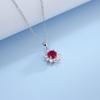 Zhou Hengfu S925 Ruby Pendant Necklace - Women's Pure Silver, Stylish & Versatile Jewelry