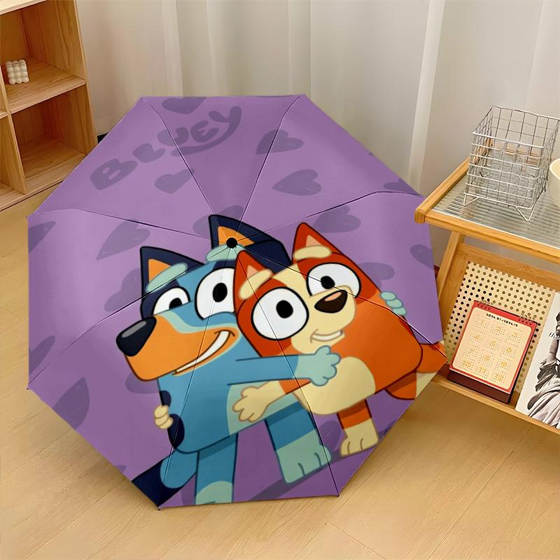 Bluey Print 8?Ribs Automatic Umbrella Wind Resistant Lightweight Folding Umbrella For Outdoor Travel