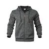 Men Vintage Heavyweight Fleece Lined Hooded Zipper Cargo Pocket Casual Sweatshirt