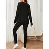Casual O-neck Two Piece Set Women Outfits Autumn Winter Fashion Solid Knitted Long Sleeve Sweater Elegant Loose Pants Suit