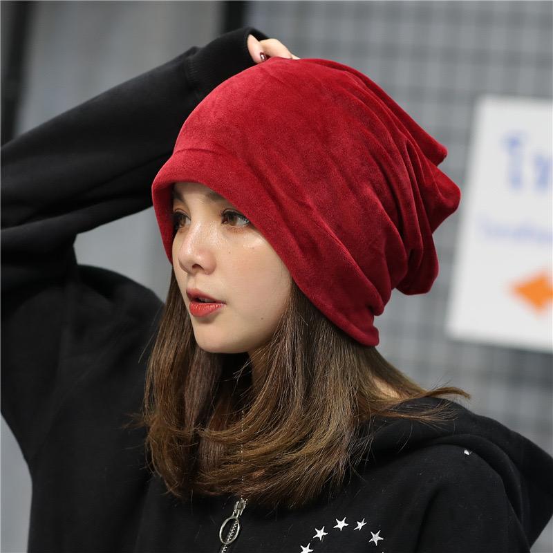 Women's Hat Skullies Beanies Polyester Knitted Hats Beanie Hat Winter Fleece Casual Velvet Women Beanies Hats