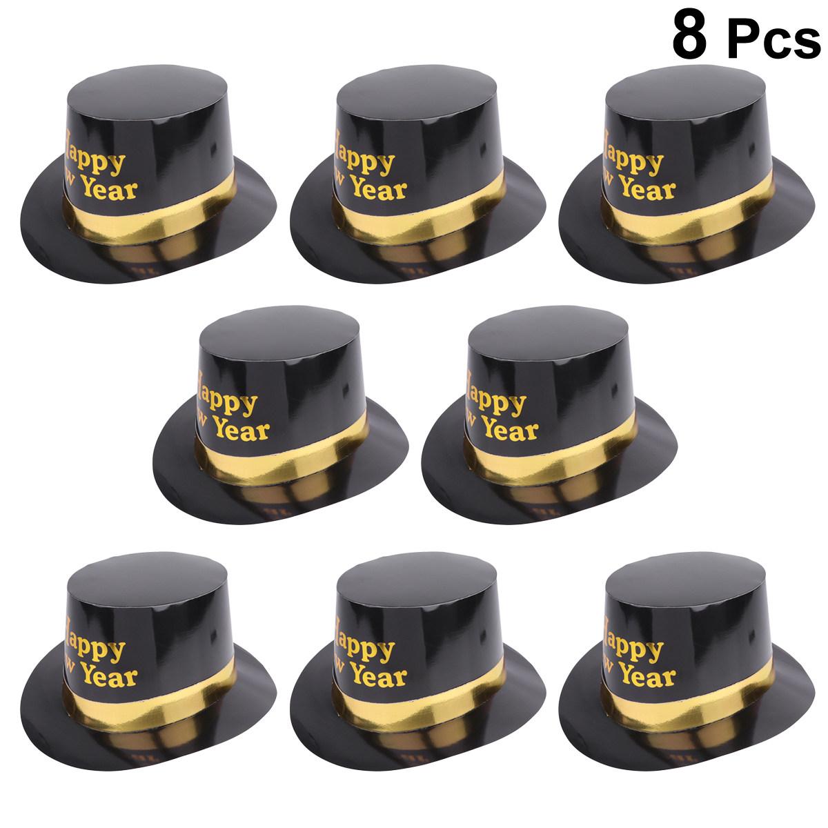 

8Pcs Paper Hat Birthday Cap Shiny Letter Design New Year Party Favors Lightweight Headwear Costume Accessory for Festival Size 2