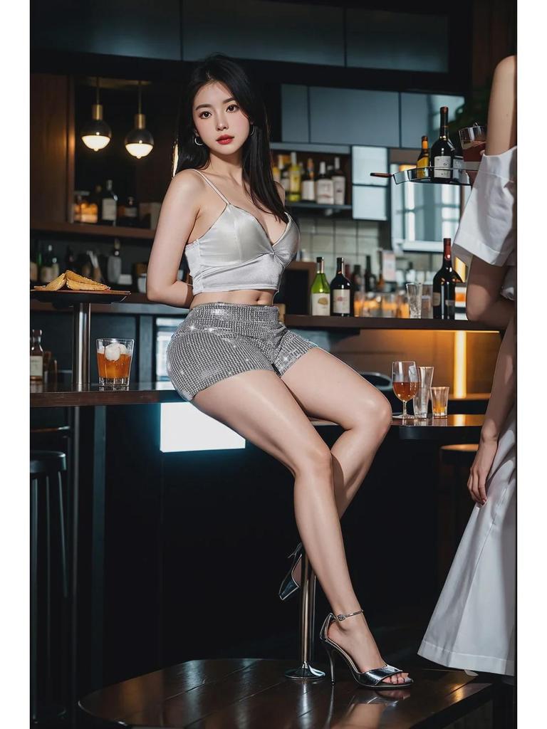 Pantaloni Scurți Noi cu Paiete cu Talie Înaltă pentru Femei - Stil European și American cu Elasticitate Ridicată pentru Performanțe Elegante Casual și de Bar