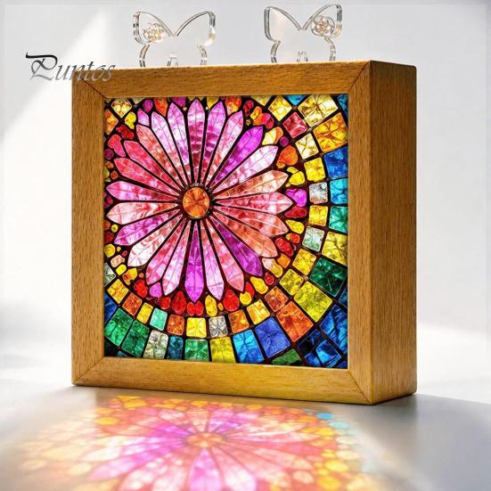 Functional Glowing Home Decor Acrylic Puzzle LED Night Light, 2-In-1 USB Royal Iris Bloom Jigsaw Lamp, DIY Floral Kit Creative Desktop Ambient