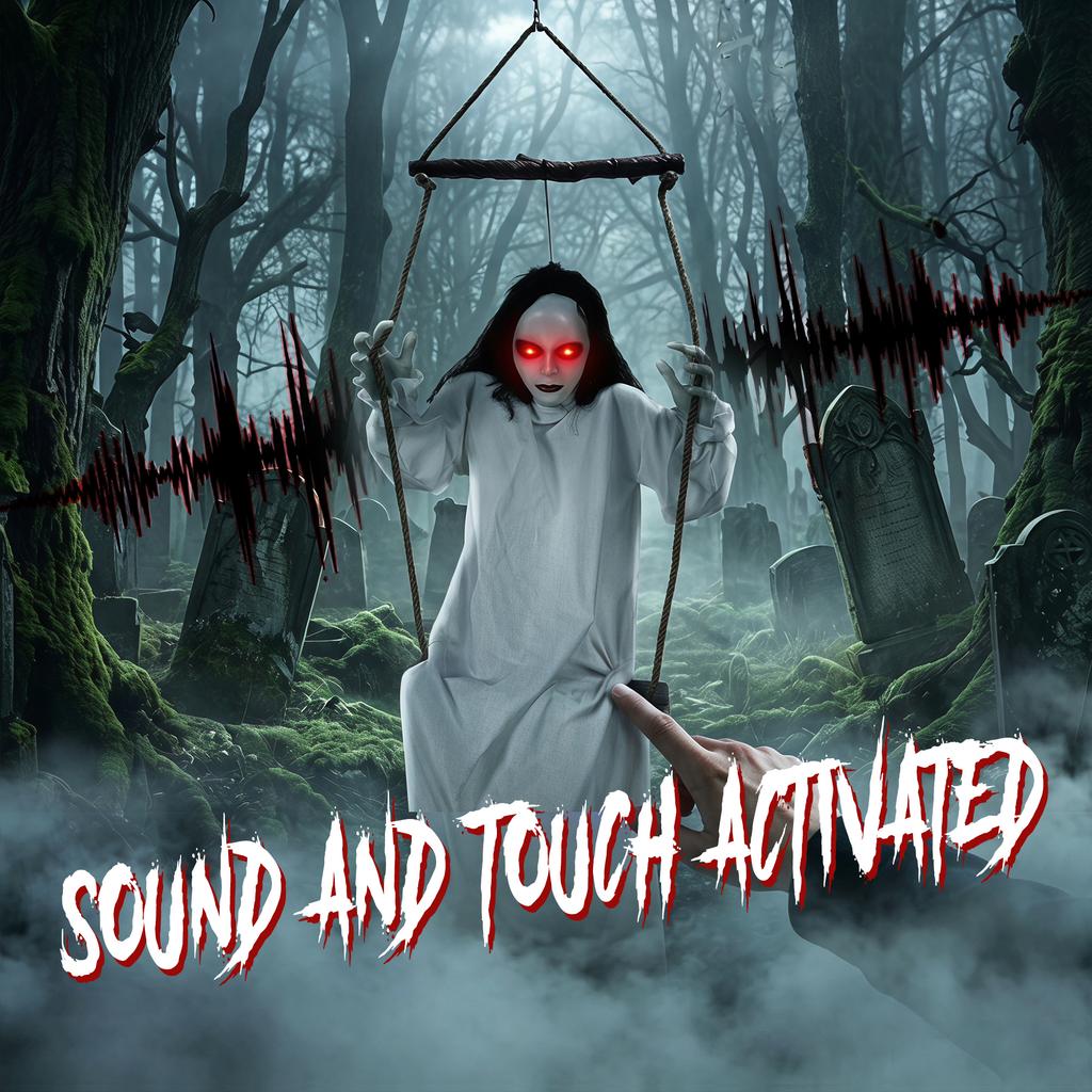 170 Cm Animated Hanging Swing Ghost Halloween Decoration Sound Touch Activated Ghost Halloween Animatronic
