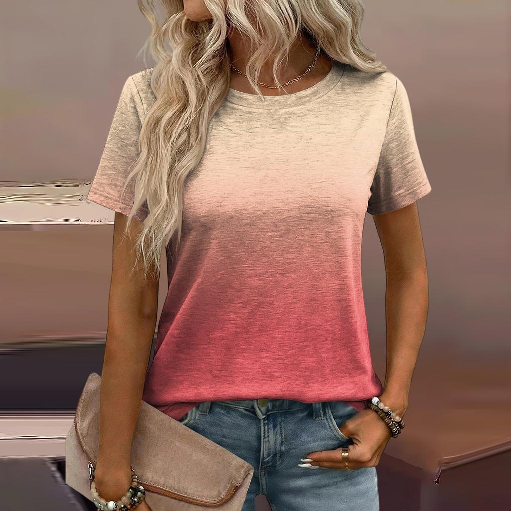 Damen Mode Lässiges Bedrucktes T-Shirt mit Lockerer Passform