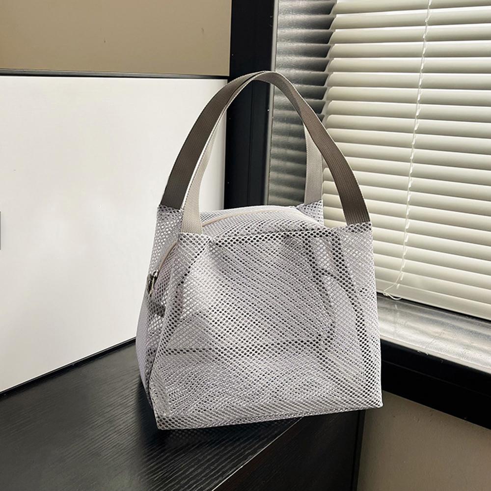Mesh Makeup Organizer Portable Convenient Shower Bag Solid Color Tote Bag Simple Robust Hanging Pouch Bath Mesh Pockets