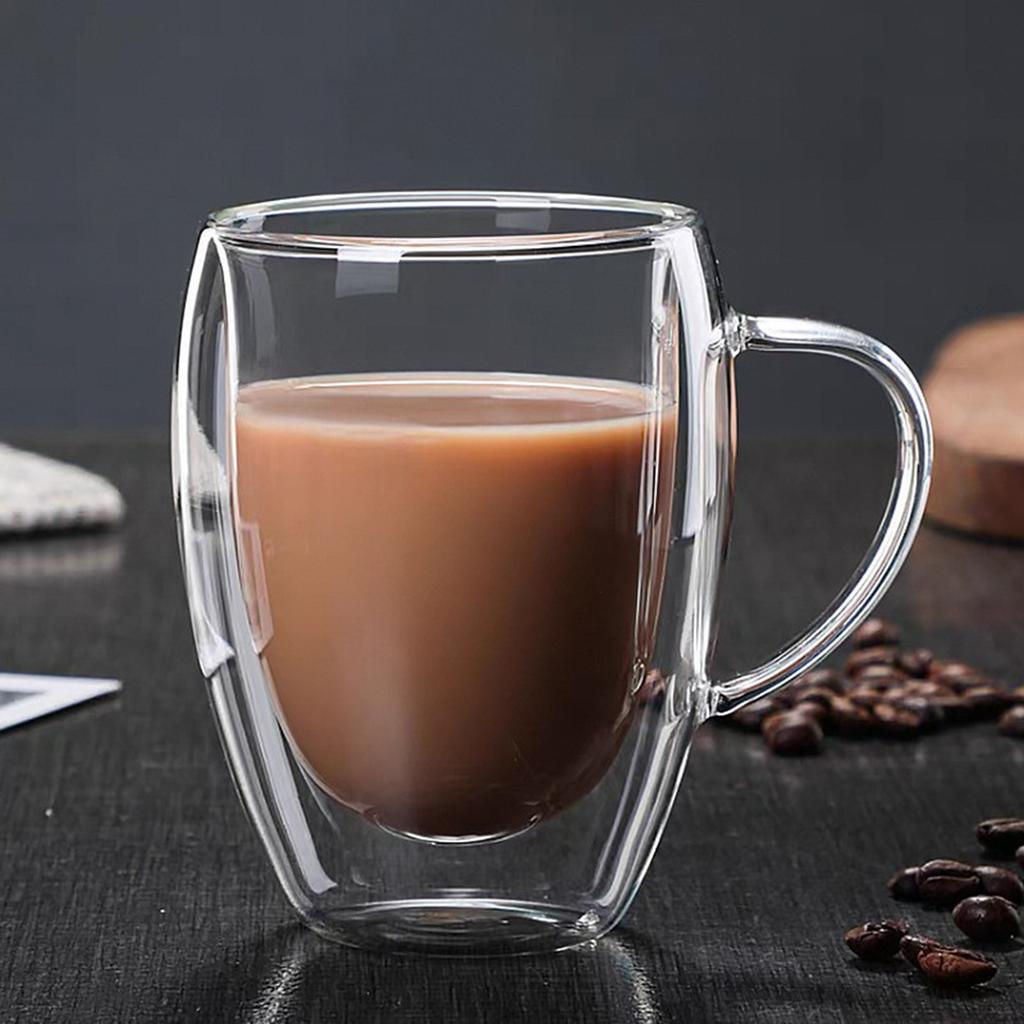 Glass Coffee Mugs with Handle Beverage Glasses Heat Resistant with Handle for Juice Drinks Lead Free
