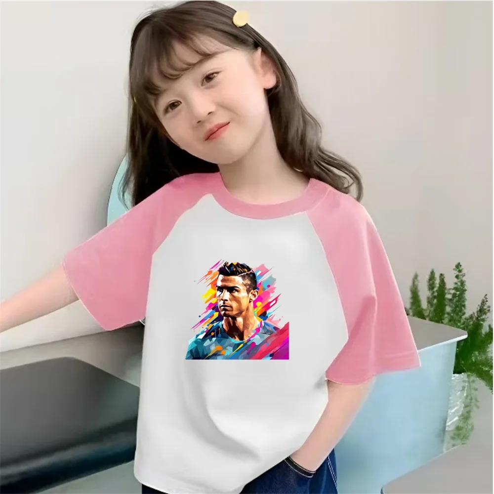 Ultima T-shirt in Puro Cotone da Uomo per Fan con Stampa della Superstella del Calcio Cristiano Ronaldo Edizione Commemorativa Classica Top in Cotone