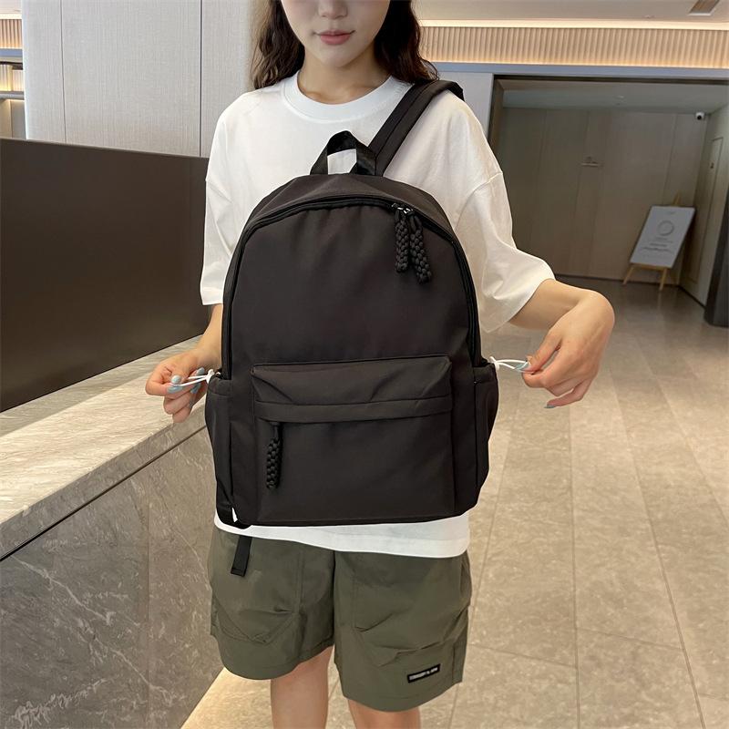 Schoolbag: Korean style niche, high-look, double backpack for women, Japanese sweet, fresh, solid color backpack, school bag for primary and middle