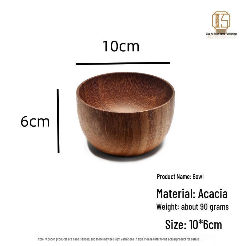 Acacia Wood Flat Bottom Round Salad Bowl