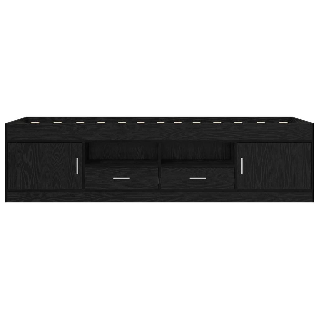 Bed Frame with Storage and Shelf Black Oak 80 x 200 cm