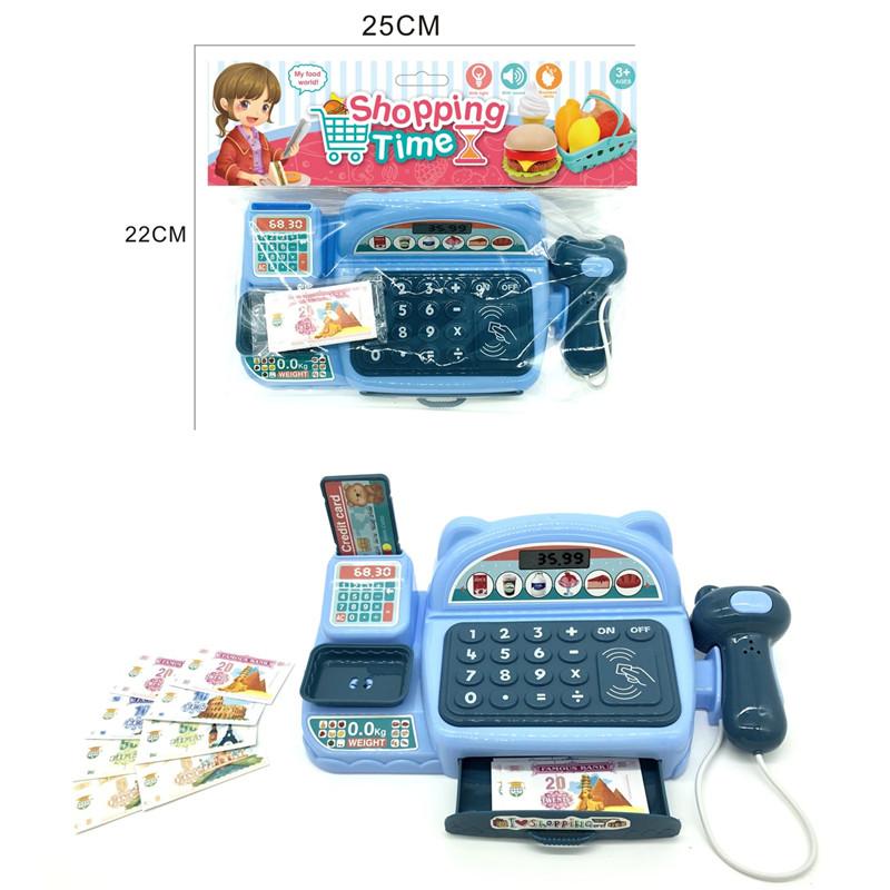 

Детская Интеллектуальная Игрушка для Ролевых Игр Кассовый Аппарат Супермаркет Торт Фрукты Мороженое Интерактивная Музыкальная Игрушка со Светом для Родителей и Детей синий