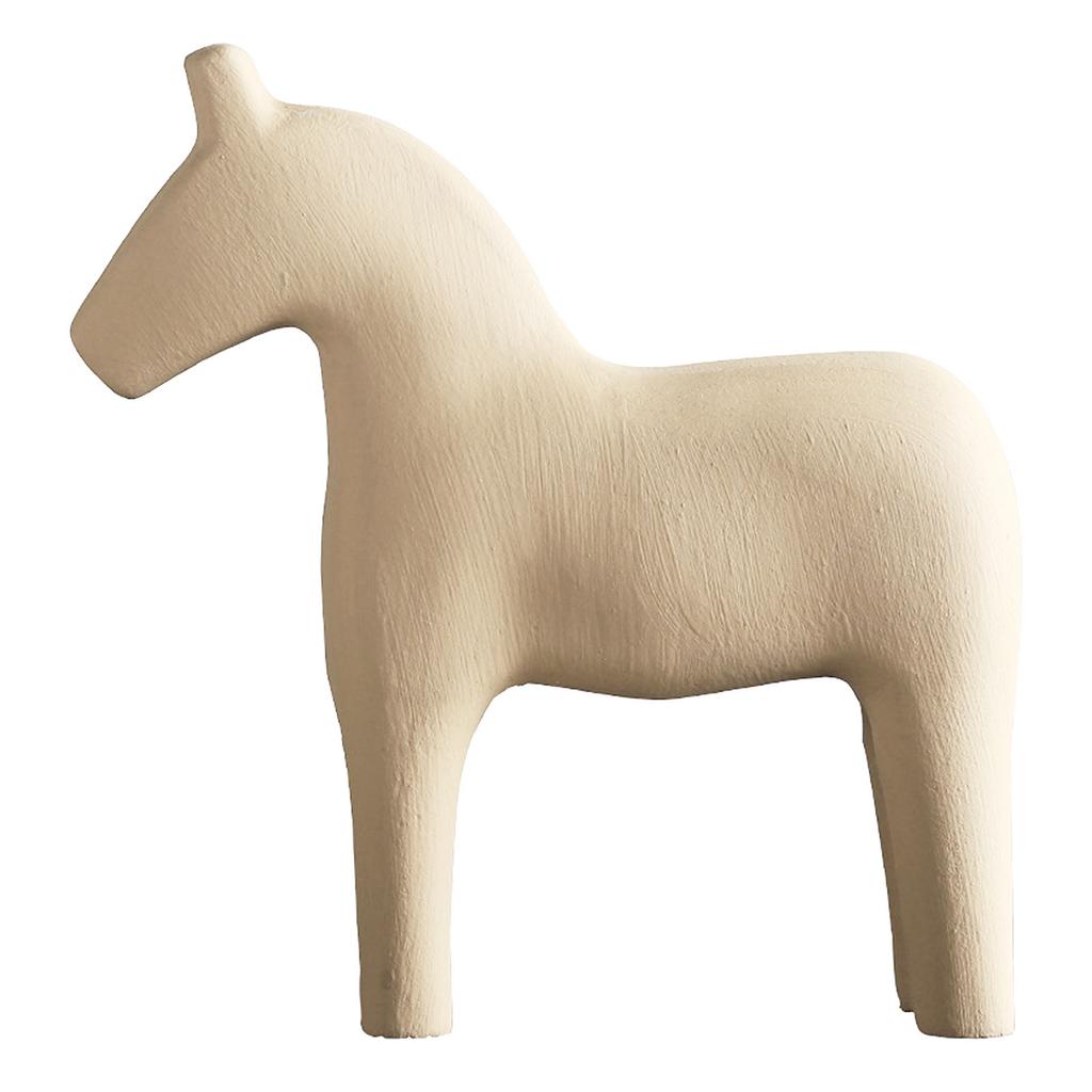 Wooden Horse Figurine Sturdy Pinewood Hand Painted Simple Pure Color Horse Statue for Family Office