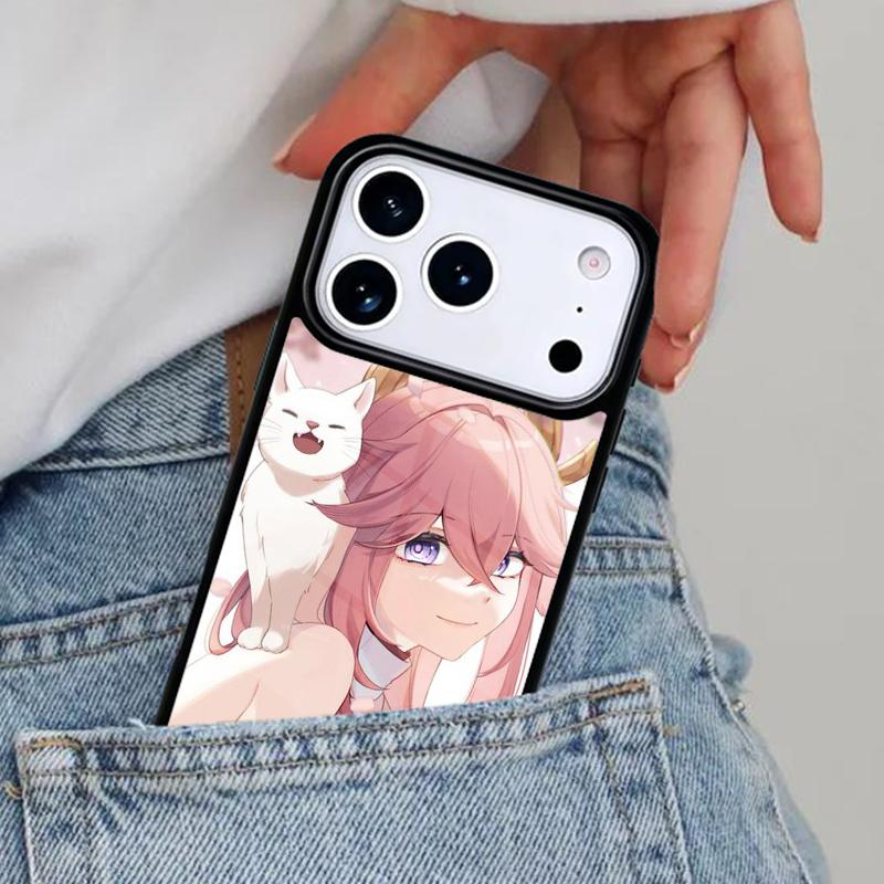 Genshin Impact Yae Miko Phone Case for iPhone 16e 15 14 13 12 17 Pro Max Plus Air 17pro Cover Coque