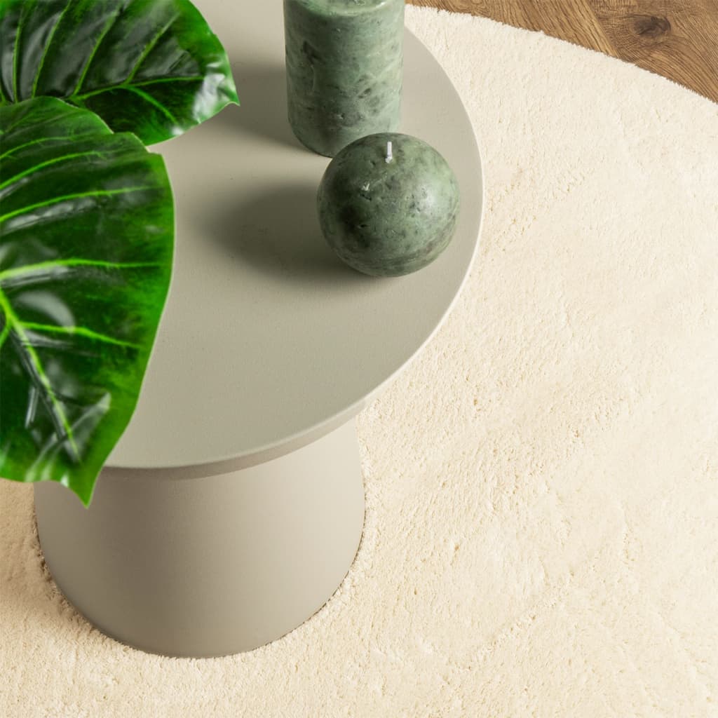 HUARTE Rug Short Pile Soft and Washable Cream Ø 80 cm