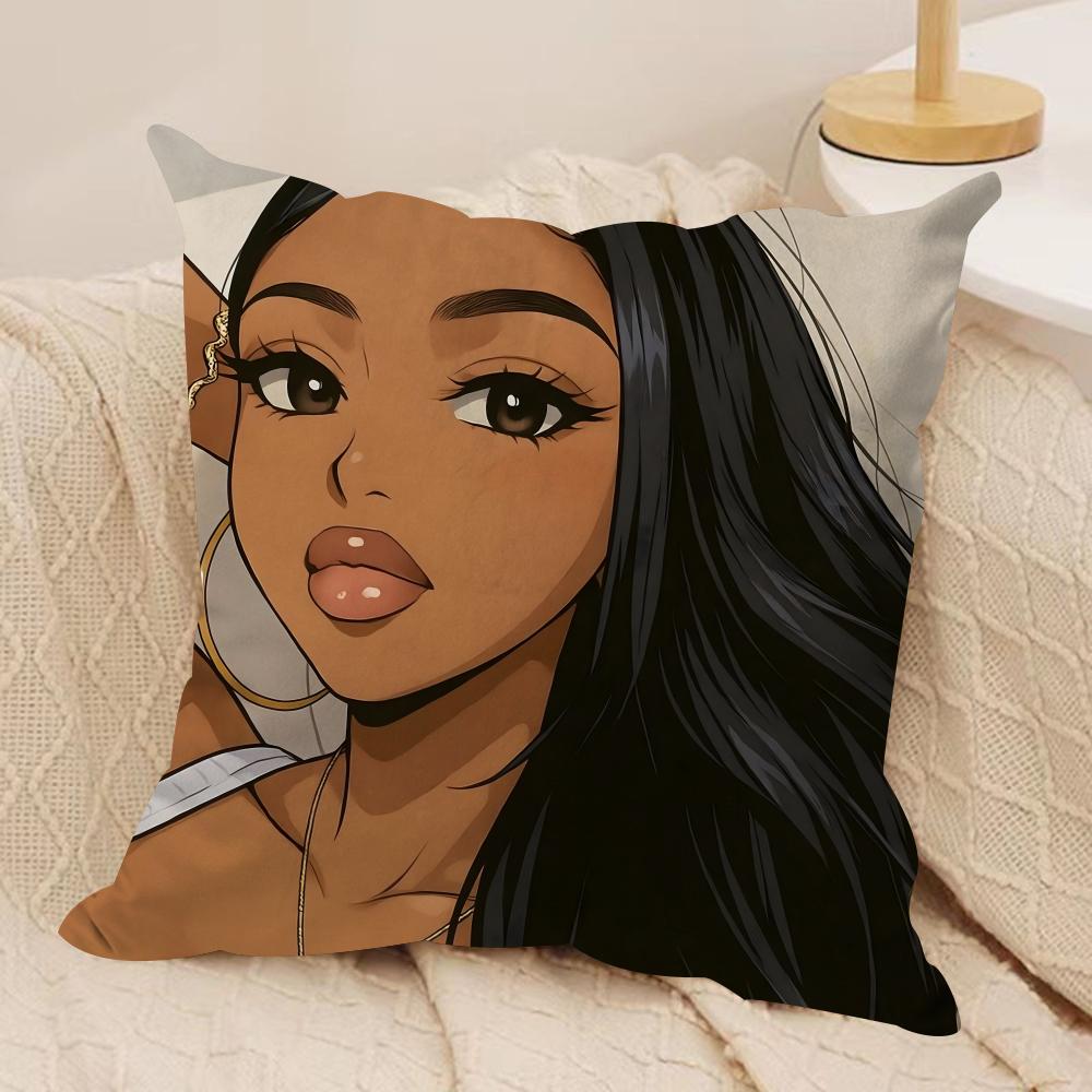 Beautiful Black Women Cushion Cover Pillowcase Ultra Soft Skin Friendly Fabric Cloud Like Comfort Concealed Zipper