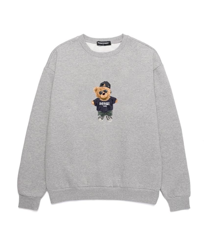 VANNWORKS Over Size Bear Oversized Sweatshirt (Vndts116) Melange Grey