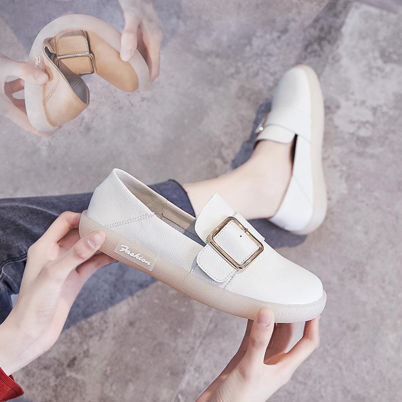 Echtes Leder kleine weiße Schuhe Damen Britischer Stil kleine Lederschuhe Mori Damen literarische und Retro kleine frische Damen Einzelschuhe große si