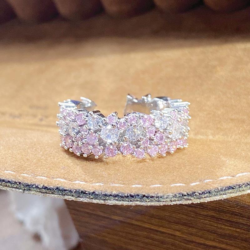 Explosive Ice Diamond Gypsy Star Full Of Diamonds Zir*****Pen Ring Niche Exquisite Light Luxury High-End Ring Woman