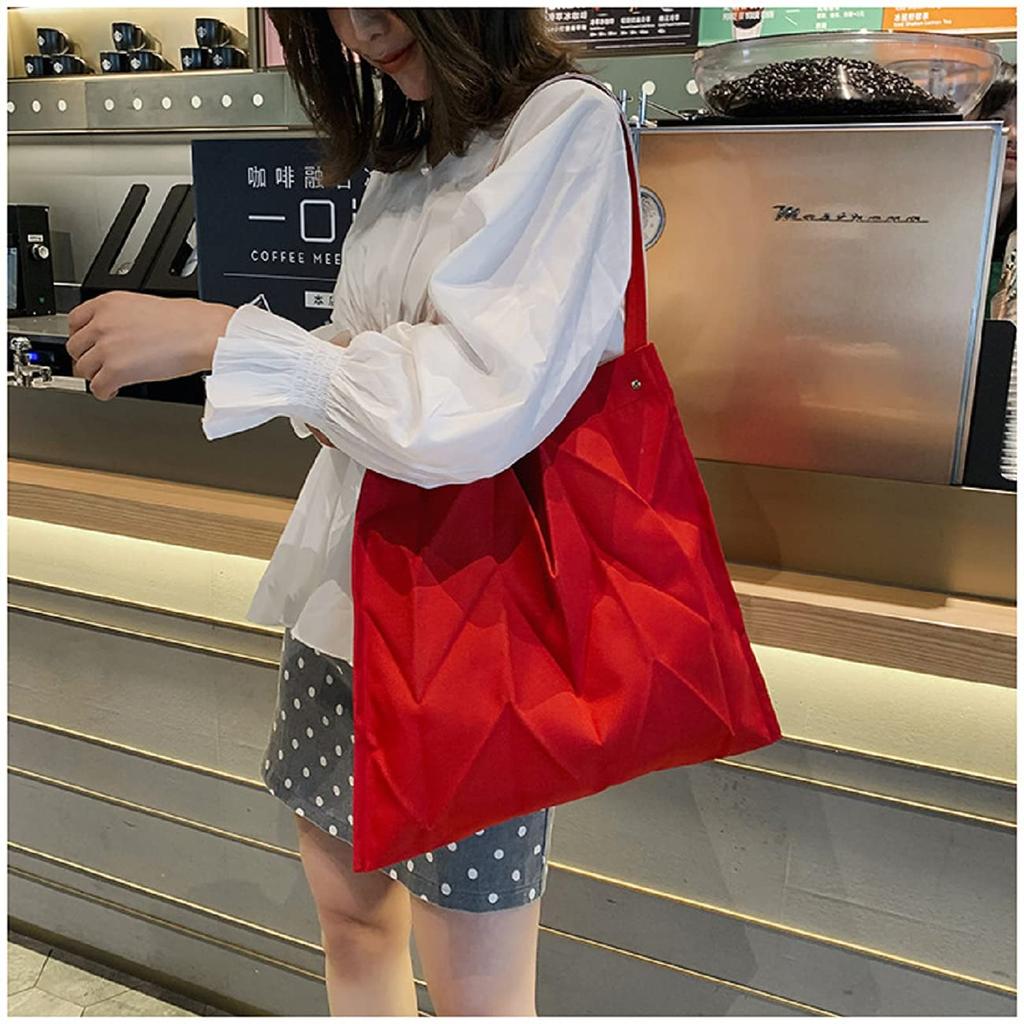 Maison De TAO Pleated Foldable Lightweight Eco Bag for Travel (Red)