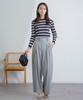 Nano Universe Random Rib Border Knit Top be paired with other Medium Navy (Can items)