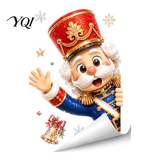 Seasonal Home Window Decor Christmas Static Clings, Removable Glass Decals, Snowman Santa Reindeer Nutcracker Office Store Displays with Snowflakes,