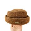 Knitted hat Flat top hat Women's autumn and winter versatile face small metal label retro simple casual hat