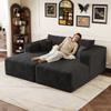 180*151cm, Cómodo Sofá de Pana Minimalista Sofás Tapizados, Sofá Chaise Longue para la Sala de Estar, Sofá Modular Sin Patas, Sofá Cama, Negro