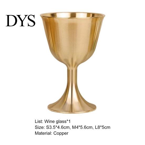 Smooth Goblet Wine Glass Durable Good Gloss Copper Portable Red Edge Cup for Daily Use Brass