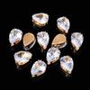 Flatback Zircon Rhinestones Cubic Zirconia teardrop base Claws Sew On  clear  Zircon For Rings Earrings DIY Clothing Accessorie