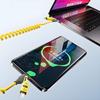 4 in 1 65W Spring Short Data Cable 6A USB Type C Spring Telescopic Quick Charger Wire Spring USB Cable for iPhone 16 15 14 13 12