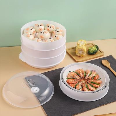 Steamer Microwave Kitchen Hot Steamed Bun Dumplings with Tropical Lid Household Multi-function Steamerunction
