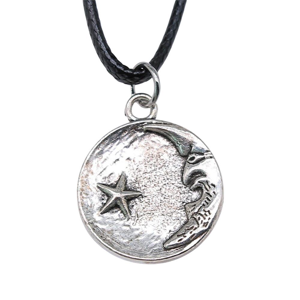 Star Pendant Necklace Vintage Minimalist Moon Sun Charms Cosmic Jewelry With 45cm Leather Chain