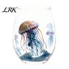 Küstendesign Tumbler Handgefertigter Glasbecher, Einzigartiger Aufdruck mit Meerestier-Motiv für Eiskaffee Cocktails Bar Tumbler, Dekorative Glasware Nautisch
