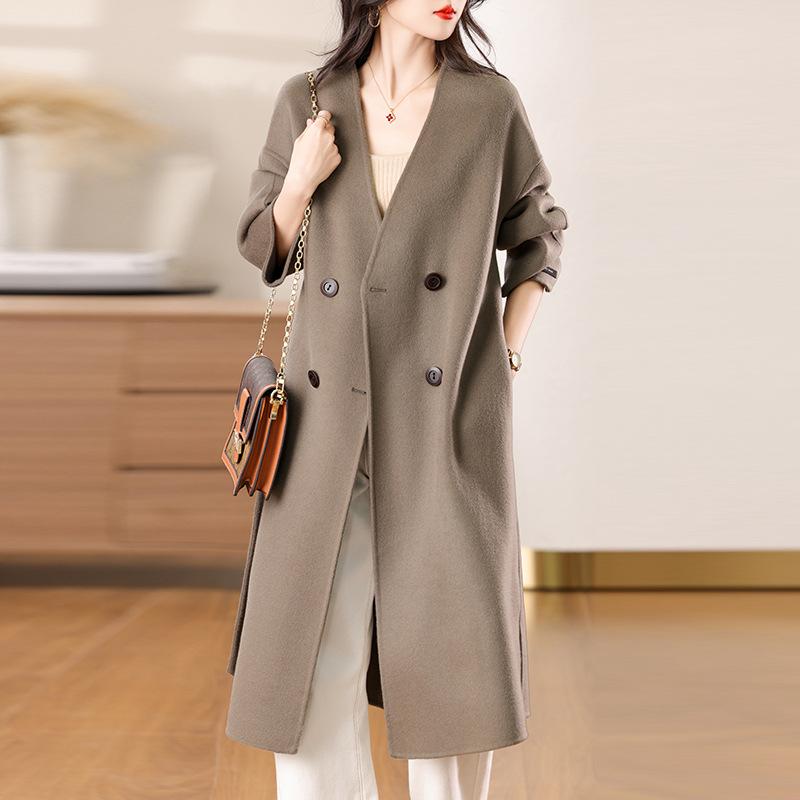 Autumn and winter new double-sided wool coat women's medium and long temperament loose and thin wool coat