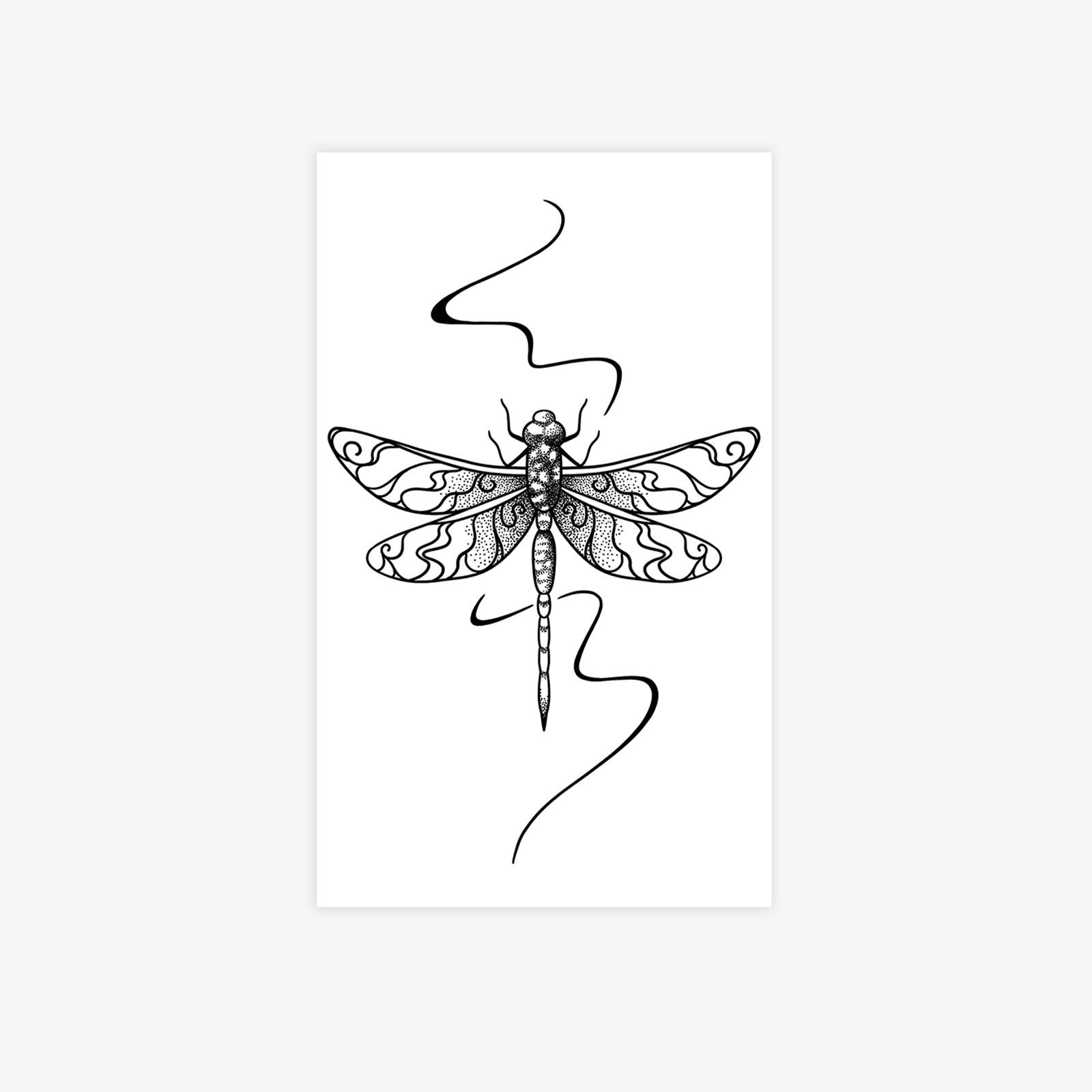 Small Fresh Dragonfly Tattoo Sticker Waterproof And Long-Lasting High-End Sense Niche Simple Spice Girl Tattoo Sticker 9*15